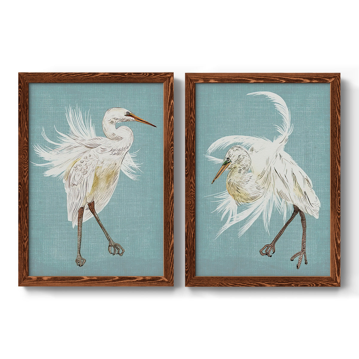 Heron Plumage III - Premium Framed Canvas 2 Piece Set - Ready to Hang