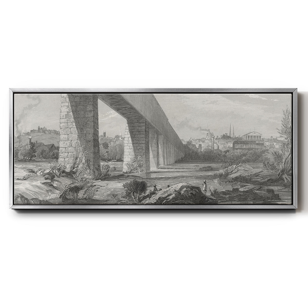 Richmond from the James - Floater Framed Canvas Print