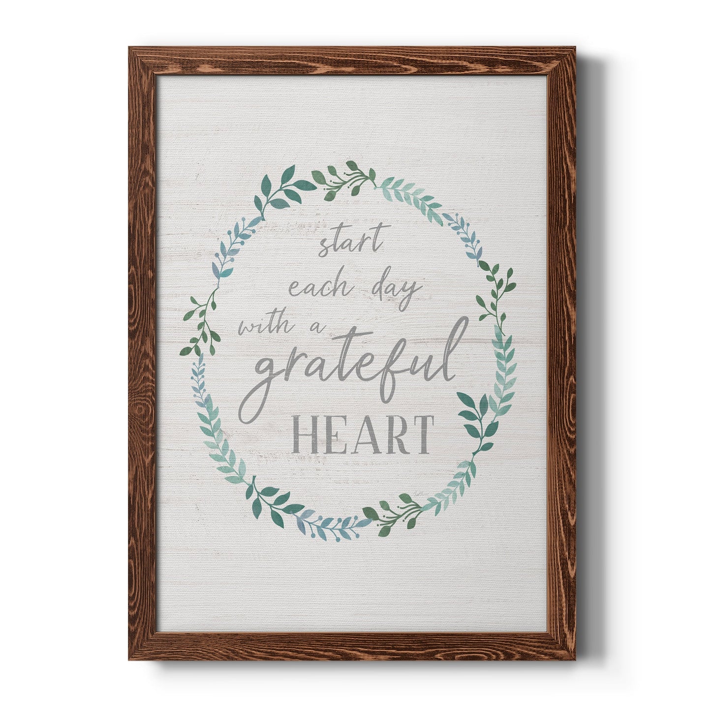Start Each Day - Barnwood Framed Canvas Print