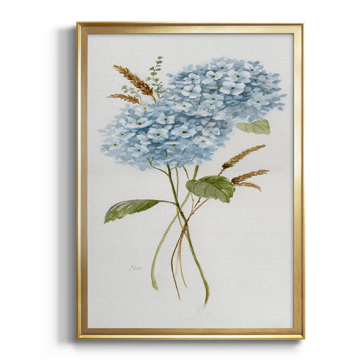 Petite Blue Hydrangea I - Modern Framed Canvas Print