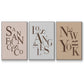 Neutral City Center Type I - Framed Premium Gallery Wrapped Canvas L Frame 3 Piece Set - Ready to Hang