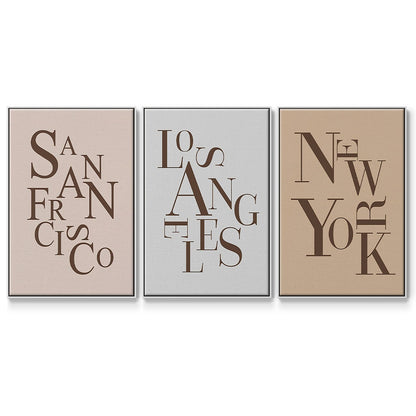 Neutral City Center Type I - Floater Framed Canvas Set