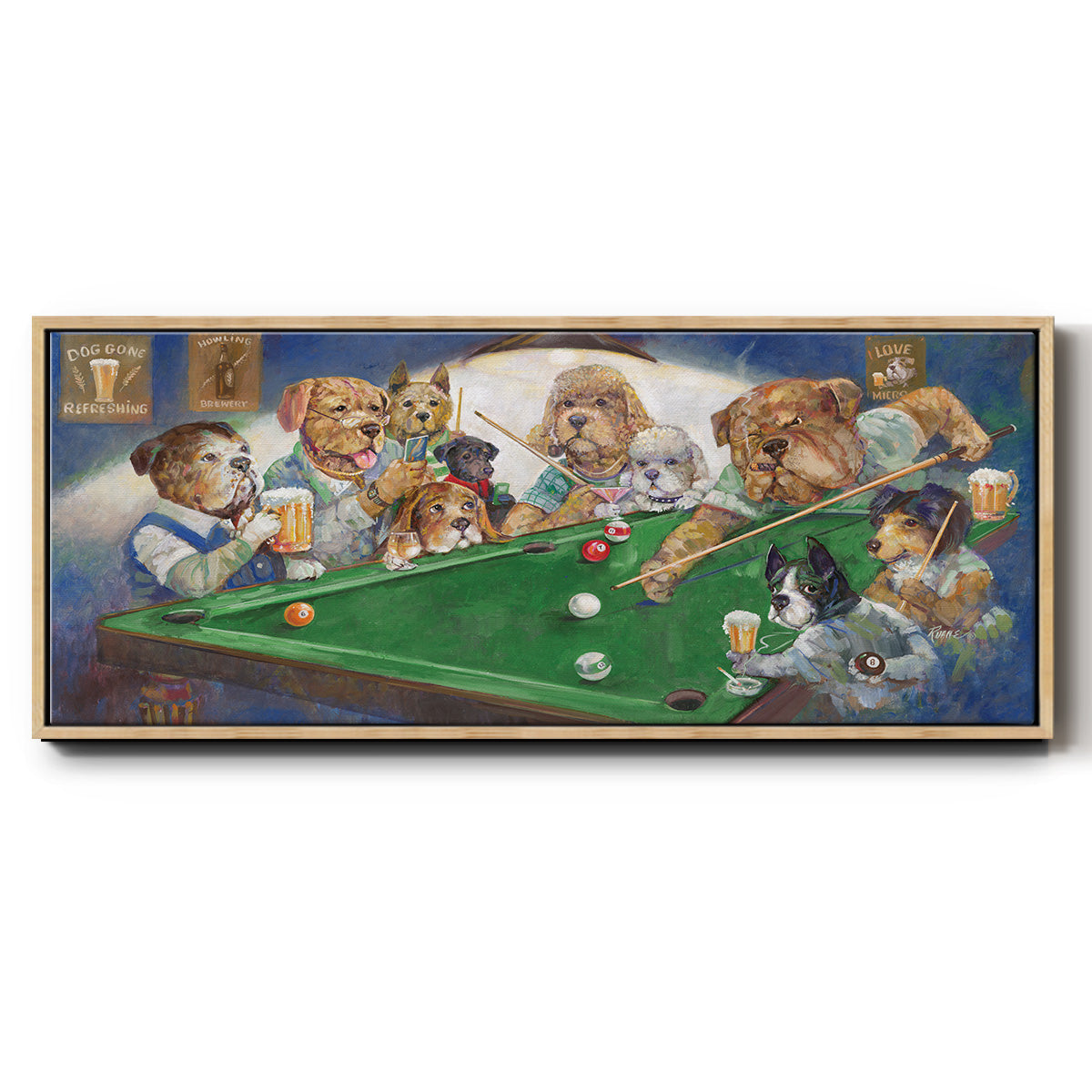 Pool Dogs - Floater Framed Canvas Print