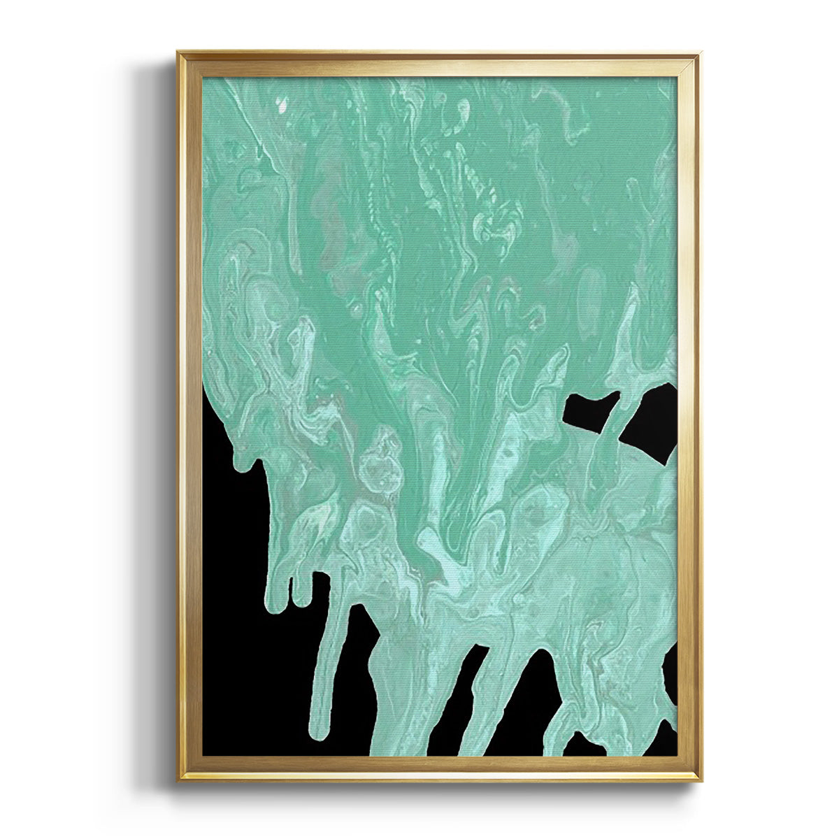 Teal Cascade I - Modern Framed Canvas Print