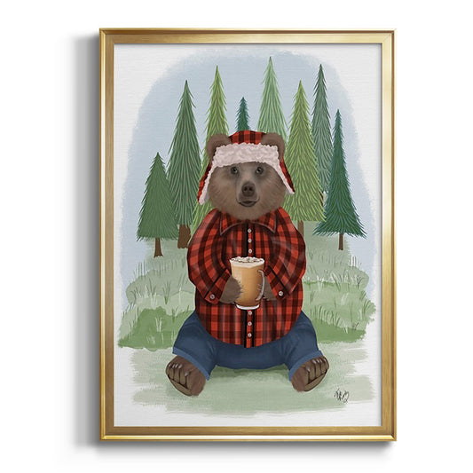 Lumberjack Bear Latte - Modern Framed Canvas Print