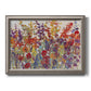 Impressionist floral bouquet artwork printed on canvas in an ornate vintage silver frame.