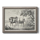 Classical countryside landscape artwork by Nicolas Berchem printed on canvas in an ornate vintage silver frame.