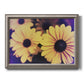 Contemporary yellow Susan floral photograph printed on canvas in an ornate vintage silver frame.