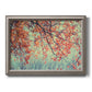 Eclectic fall floral landscape artwork printed on canvas in an ornate vintage silver frame.