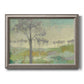 Traditional watercolor tree landscape artwork printed on canvas in an ornate vintage silver frame.