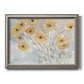 Impressionist poppy floral watercolor painting printed on canvas in an ornate vintage silver frame.