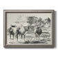 Classical rural landscape artwork by Nicolas Berchem printed on canvas in an ornate vintage silver frame.