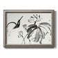 Asian-inspired lotus flower illustration printed on canvas in an ornate vintage silver frame.