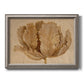 Monochrome sepia tulip flower printed on canvas in an ornate vintage silver frame.