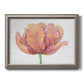 Minimalist pink flower abstract artwork printed on canvas in an ornate vintage silver frame.