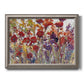 French country floral bouquet painting printed on canvas in an ornate vintage silver frame.