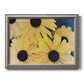 Modern sunflower-style Susan floral photograph printed on canvas in an ornate vintage silver frame.
