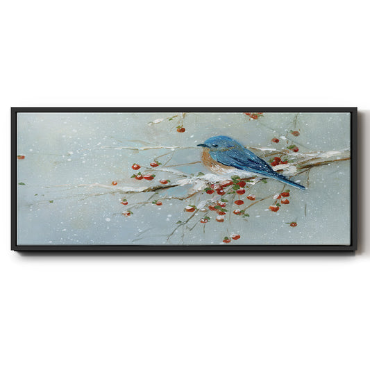 Blue Bird in Winter - Floater Framed Canvas Print