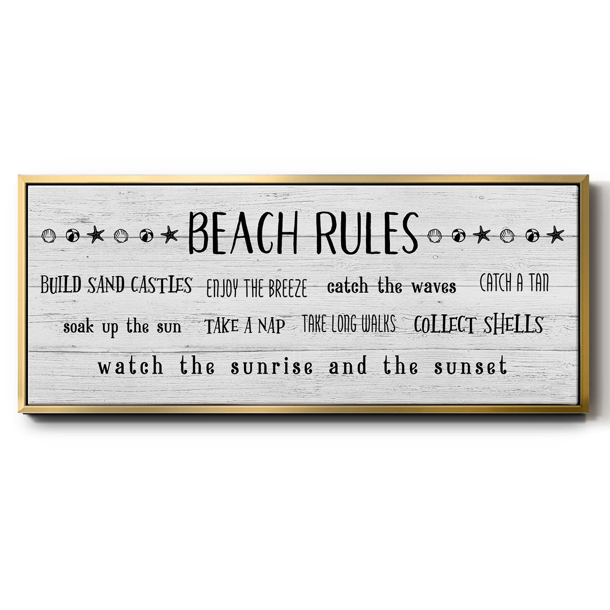 Rules of the Beach - Floater Framed Canvas Print