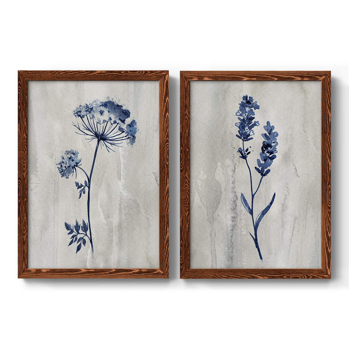 Indigo Botanical I - Premium Framed Canvas 2 Piece Set - Ready to Hang