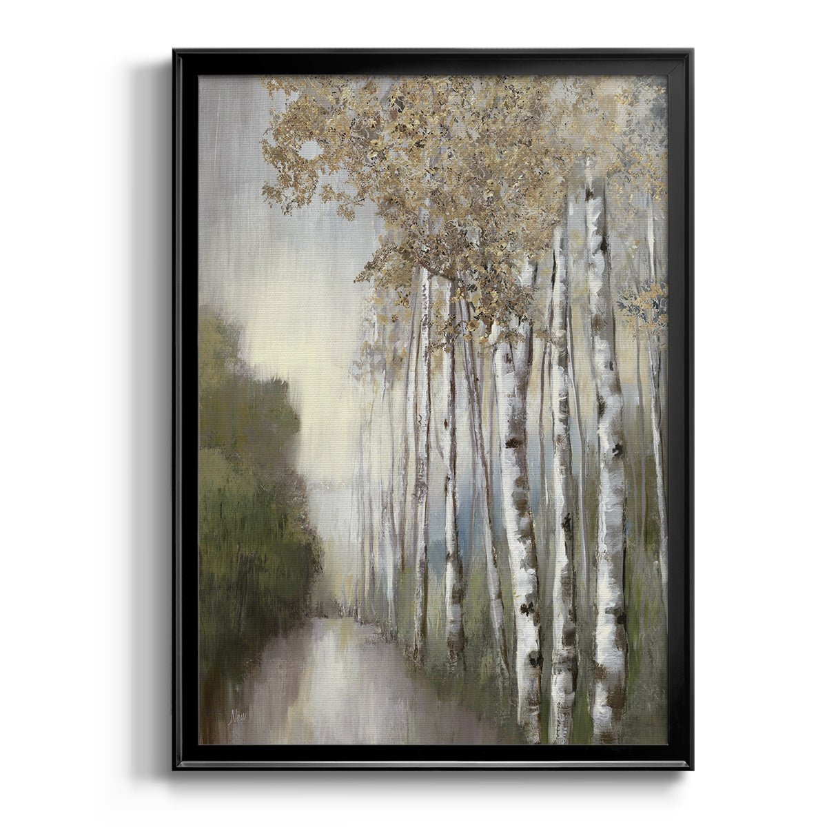 Woodland Walk Neutral - Modern Framed Canvas Print