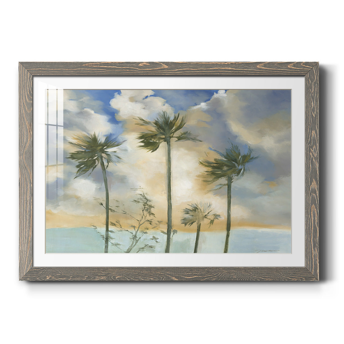 Palms in the Wind - Barnwood Framed Art Print