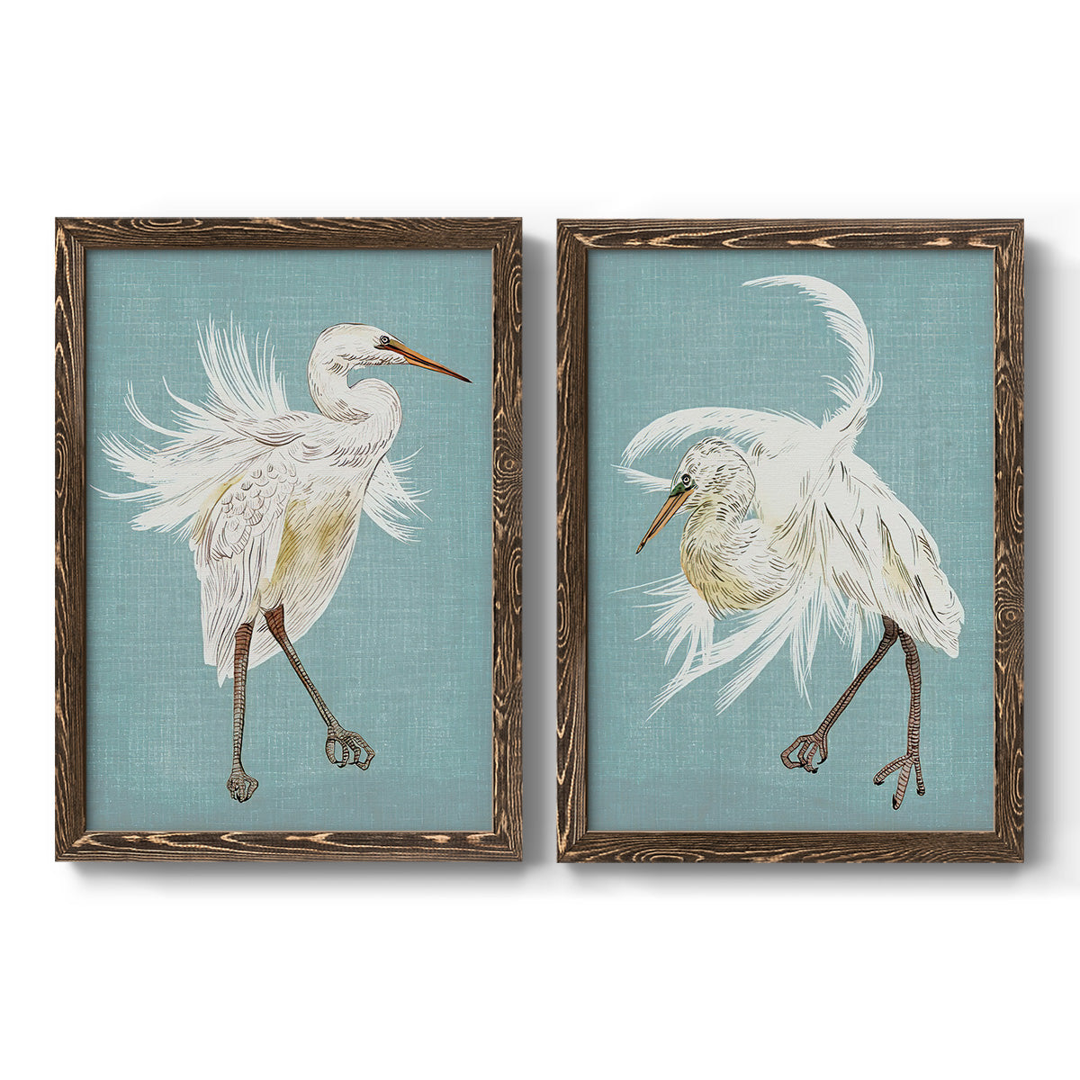 Heron Plumage III - Premium Framed Canvas 2 Piece Set - Ready to Hang