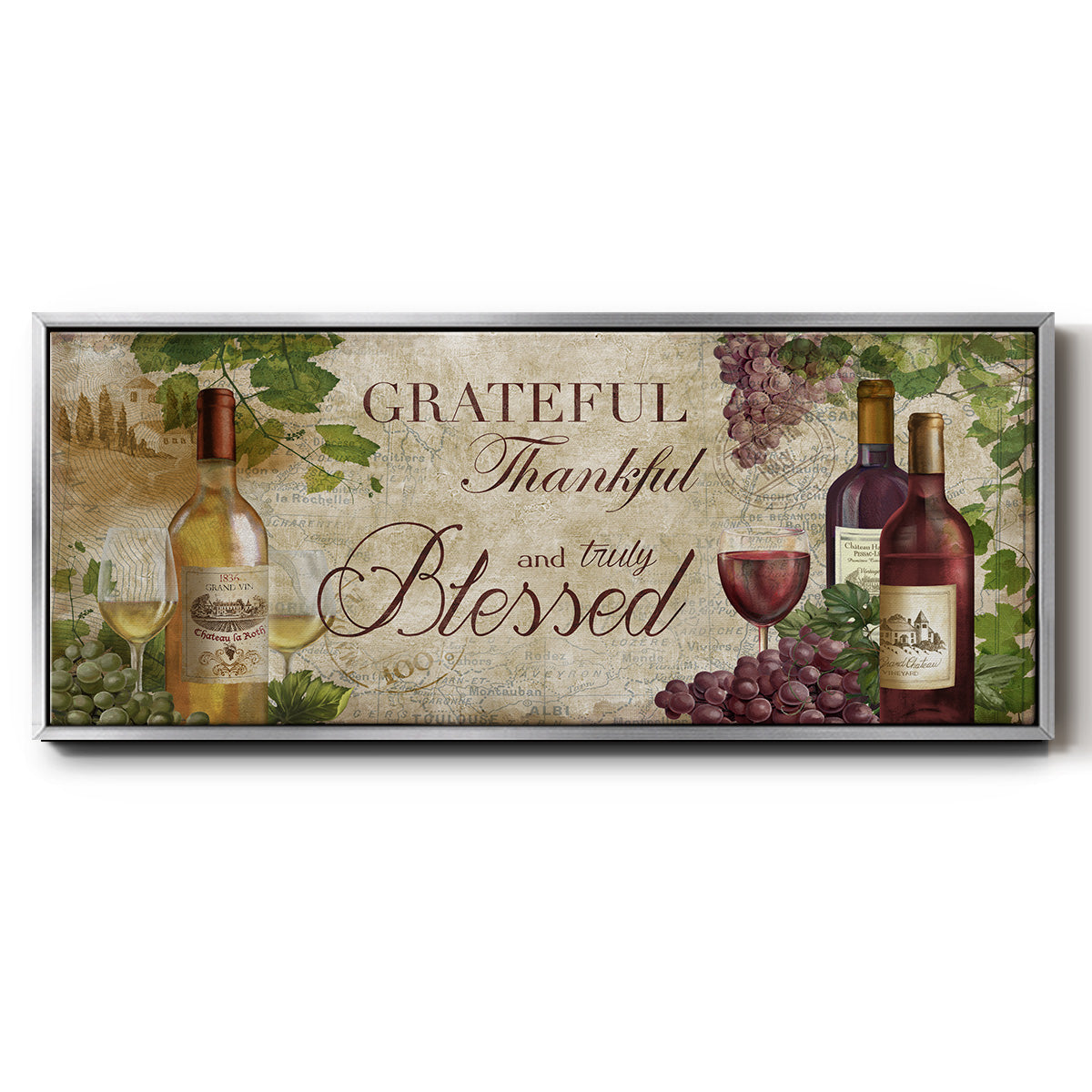 Grateful Wine - Floater Framed Canvas Print