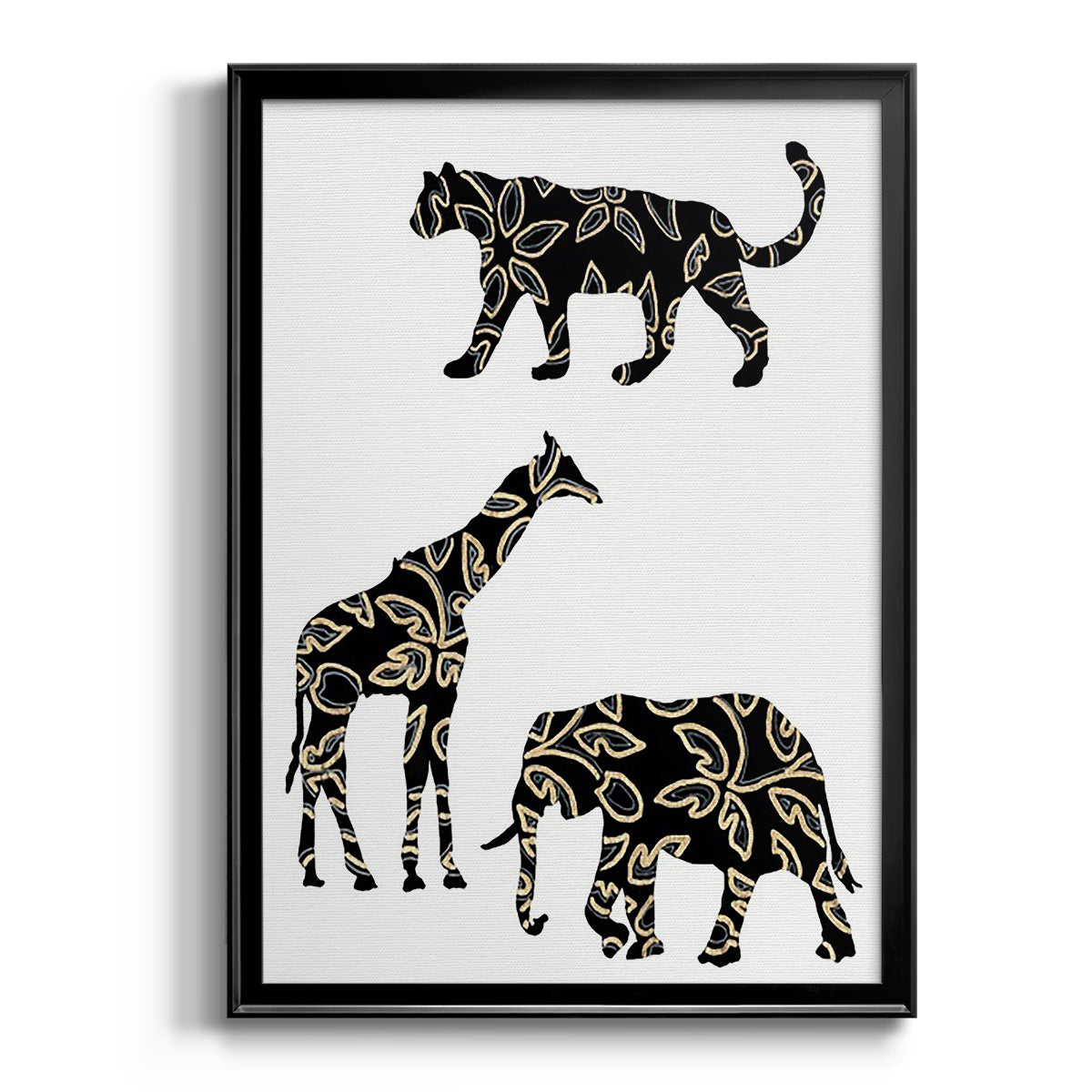 Ornamental Safari Animals III - Modern Framed Canvas Print