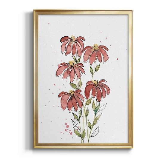 Watercolor Blooms II - Modern Framed Canvas Print