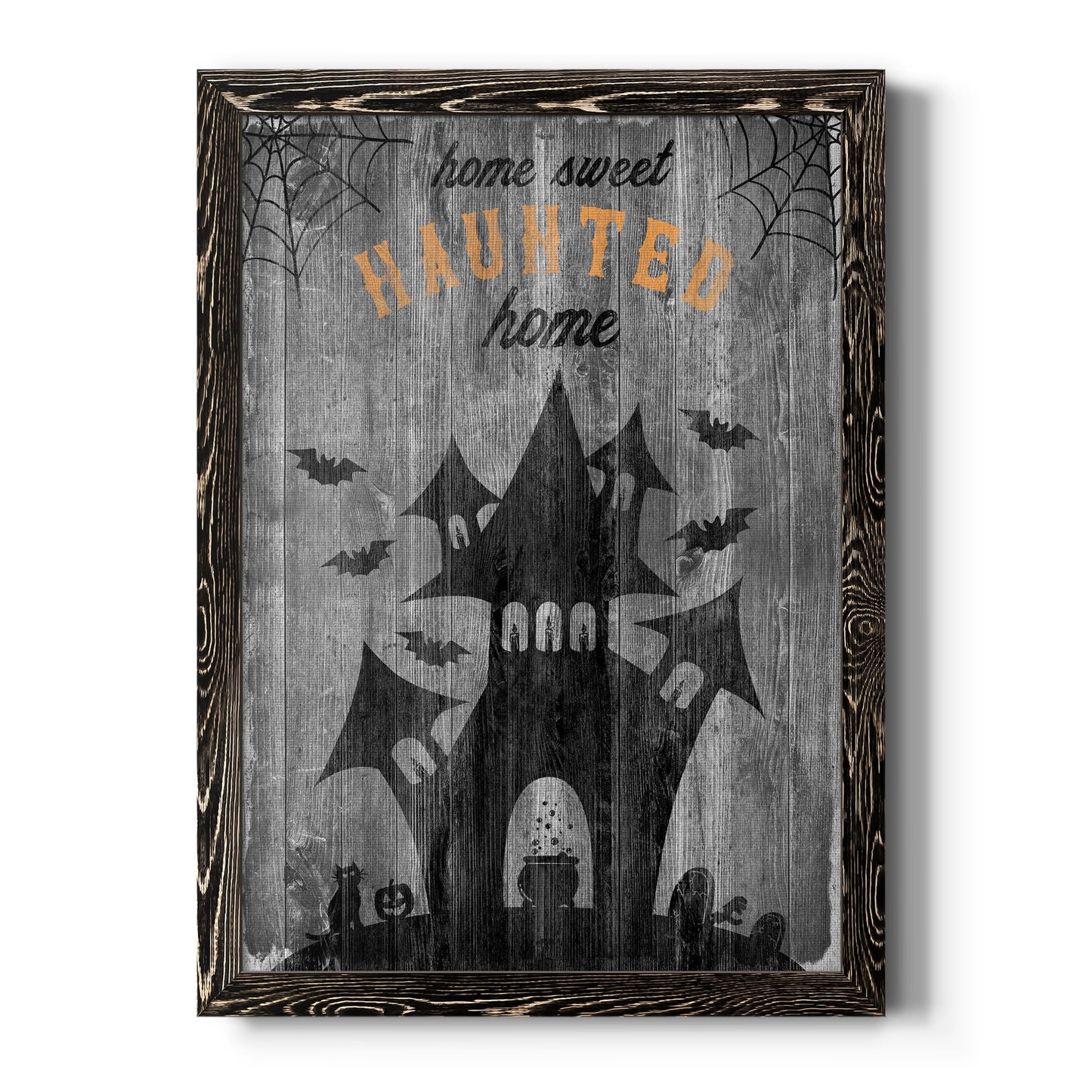 Haunted House - Premium Canvas Framed in Barnwood - Ready to Hang