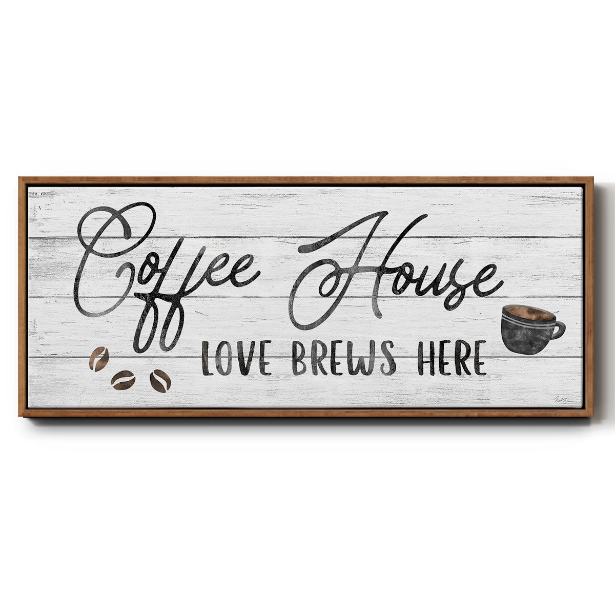 Love Brews - Floater Framed Canvas Print