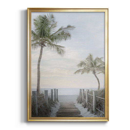 Palm Walk - Modern Framed Canvas Print