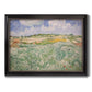 Impressionist countryside landscape near Auvers by Vincent van Gogh printed on canvas in an ornate black frame with gilded inner detail.