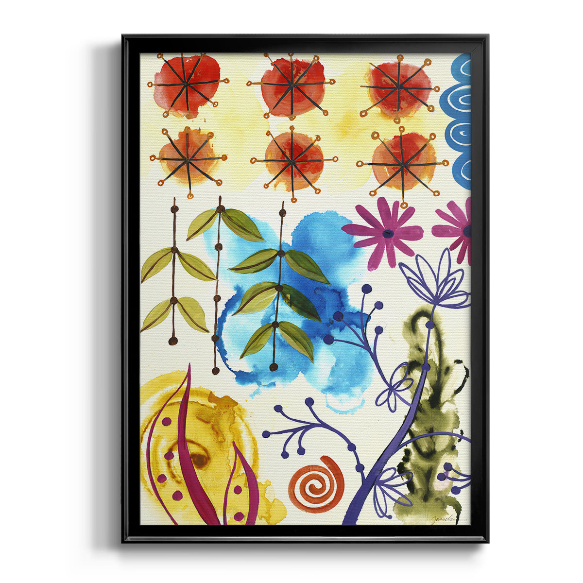 Flower Power II - Modern Framed Canvas Print