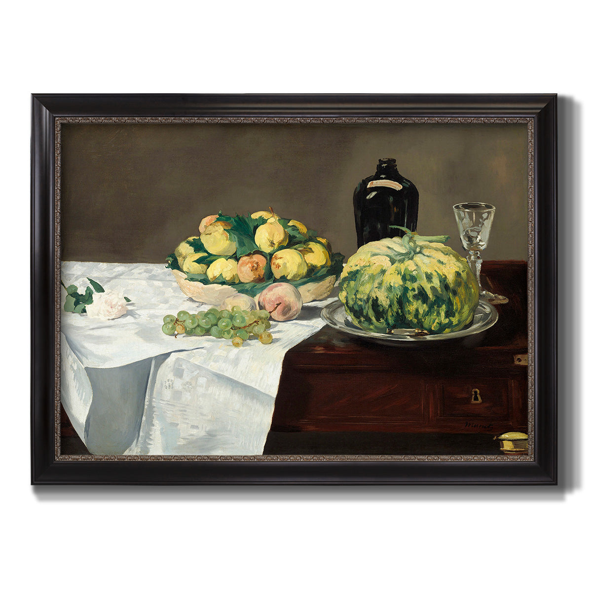 Still Life with Melon and Peaches - Ornate Framed Canvas Print