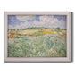Impressionist countryside landscape near Auvers by Vincent van Gogh printed on canvas in an ornate weathered white frame.