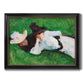 Impressionist outdoor portrait of two girls by John Singer Sargent printed on canvas in an ornate black frame with gilded inner detail.