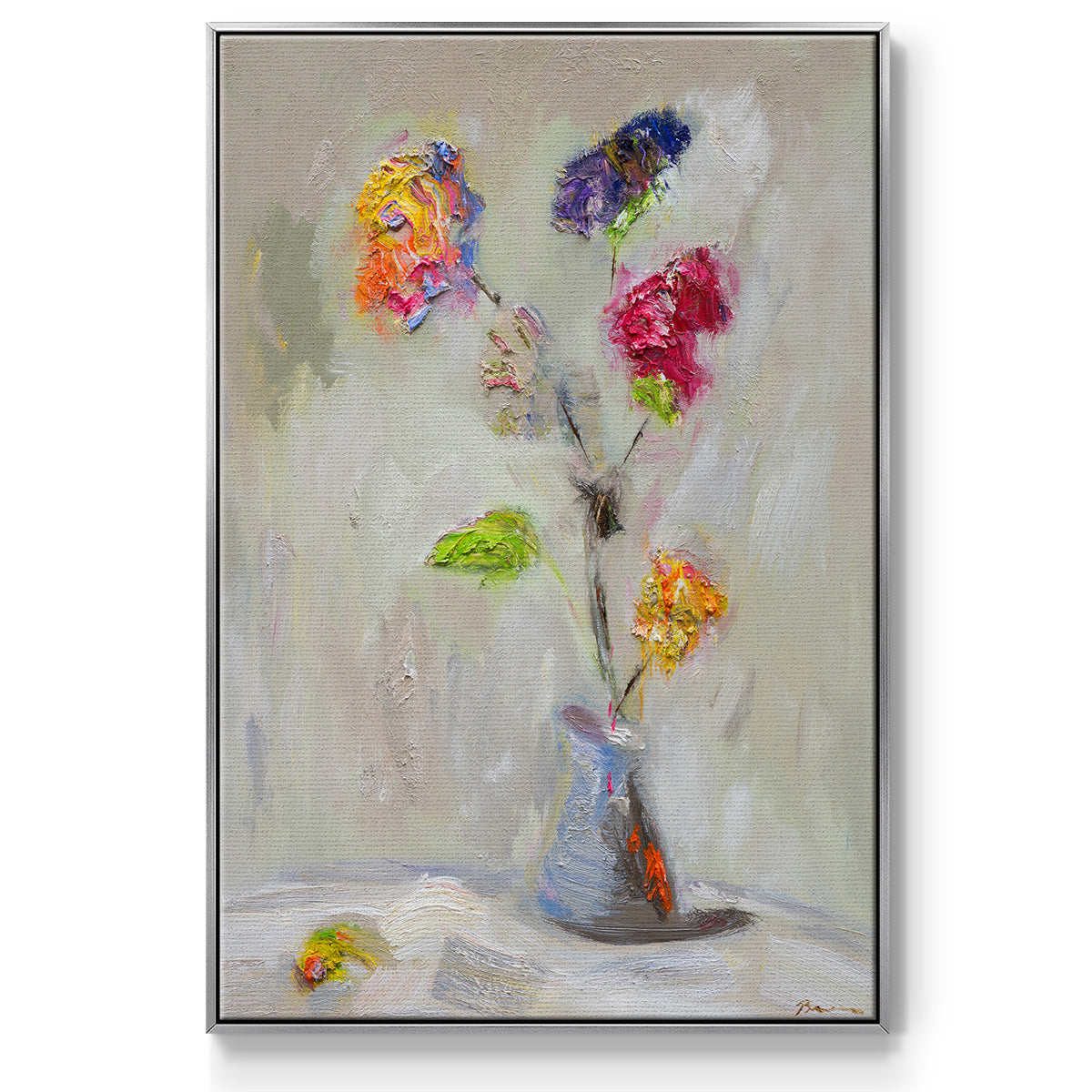 Neoplitan Floral - Framed Premium Gallery Wrapped Canvas L Frame - Ready to Hang