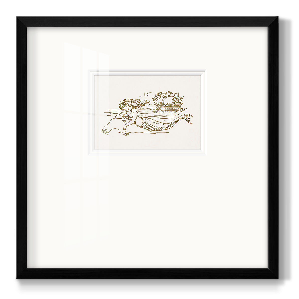 Sunning Mermaid II - Double Matboard Framed Print