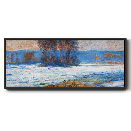 The Seine at Bennecourt in Winter, 1893 - Floater Framed Canvas Print