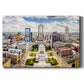 Sunny Indiana Statehouse and Indianapolis skyline Premium Gallery Wrapped Canvas - Ready to Hang