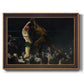 American genre painting of men in a social club by George Bellows printed on canvas in an ornate bronzed mahogany wood frame.