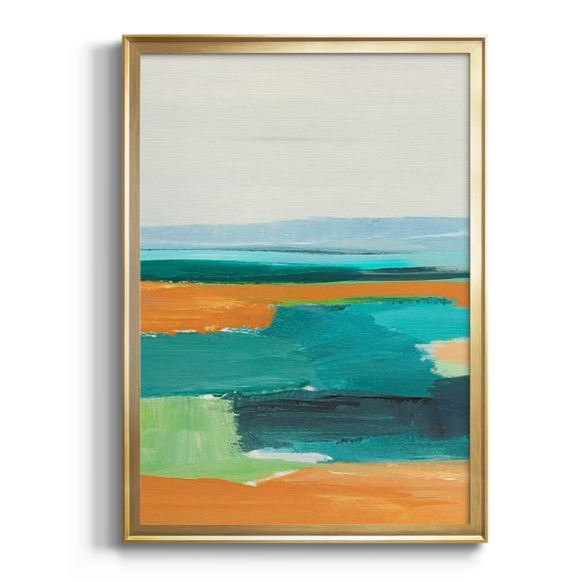 Aqua and Orange I - Modern Framed Canvas Print