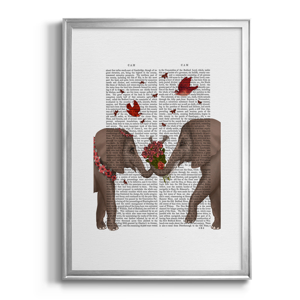 Elephant Bouquet, Portrait - Modern Framed Canvas Print