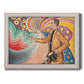 Neo-impressionist abstract portrait by Paul Signac printed on canvas in an ornate weathered white frame.