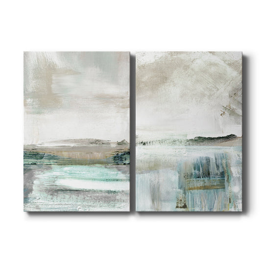 Summer Teal I Premium Gallery Wrapped Canvas - Ready to Hang - Set of 2 - 8 x 12 Each