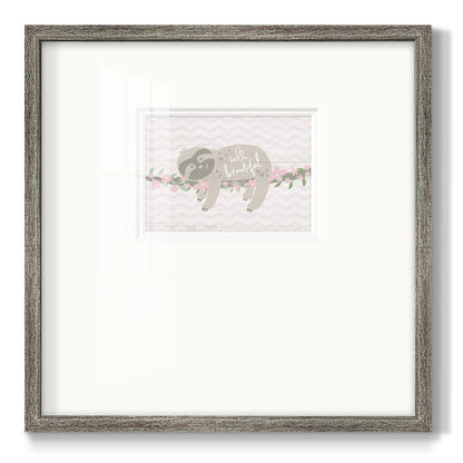 Floral Sloth Premium Framed Print Double Matboard