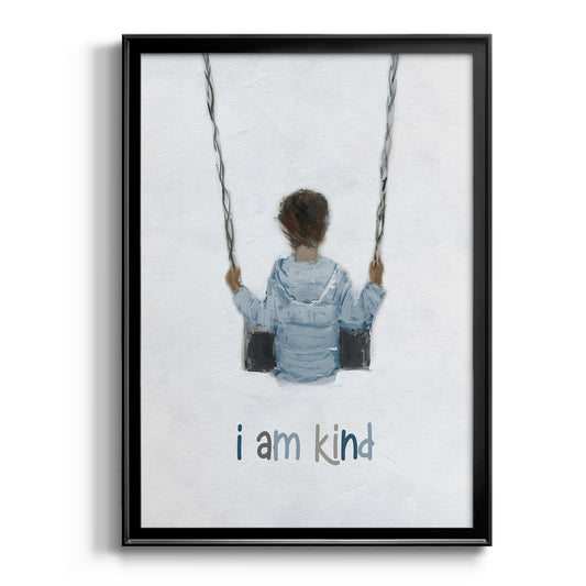 Boy on a Swing - Modern Framed Canvas Print