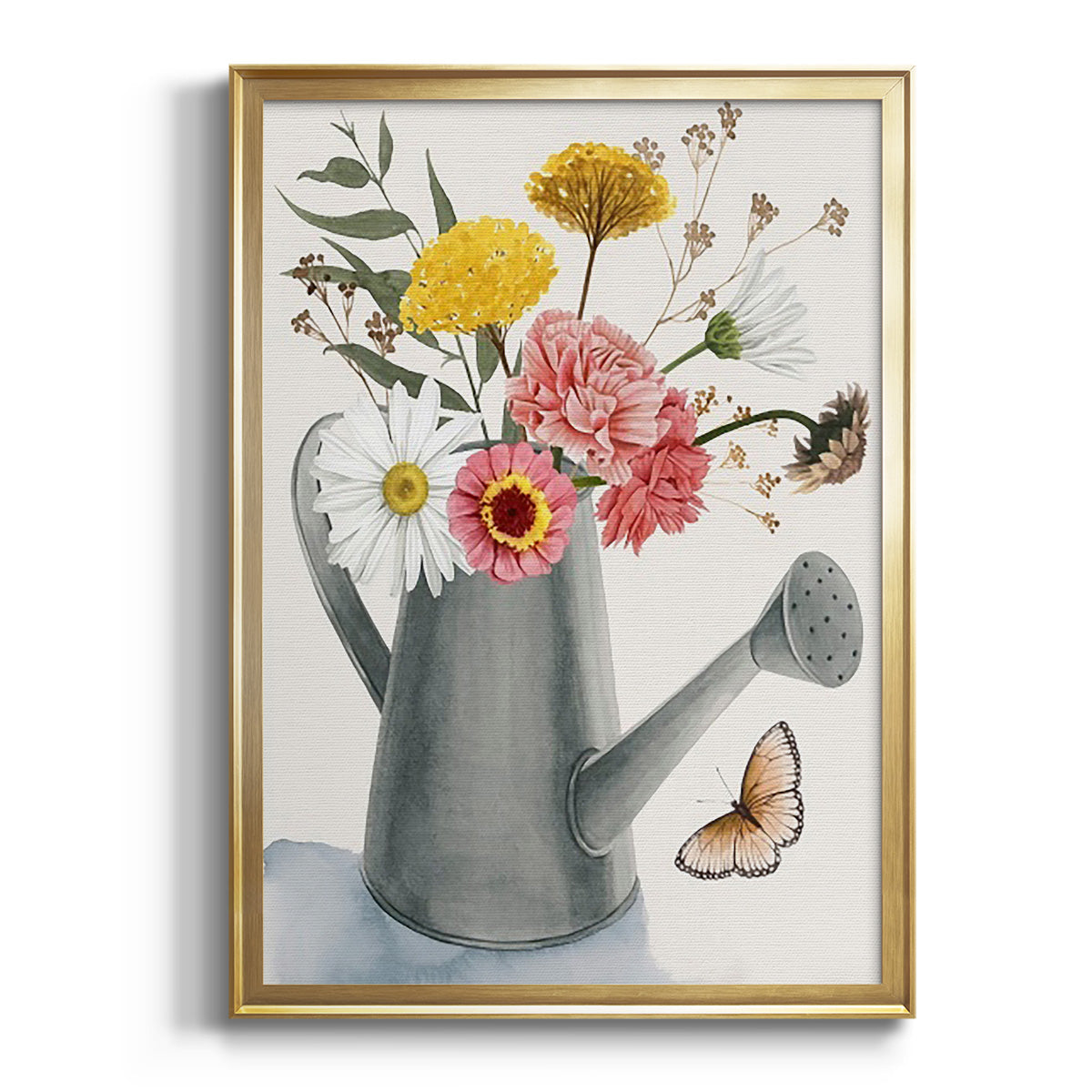 Watering Can Bouquet II - Modern Framed Canvas Print